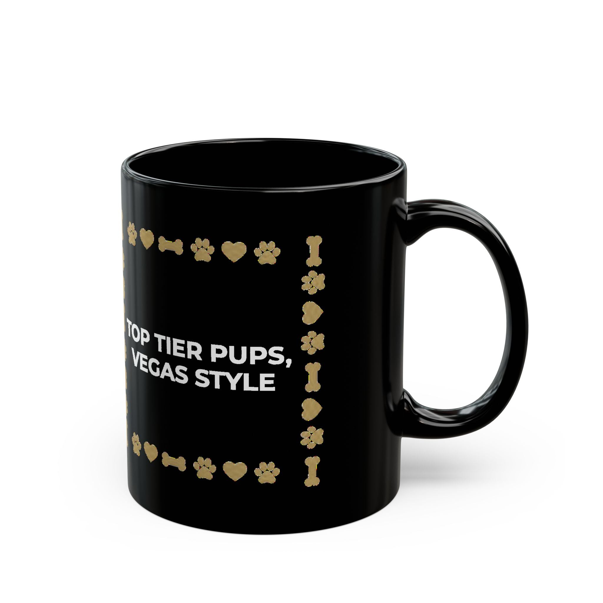 Las Vegas Pawfect: "Top Tier Pups, Vegas Style" Black Coffee Mug (11oz/15oz)